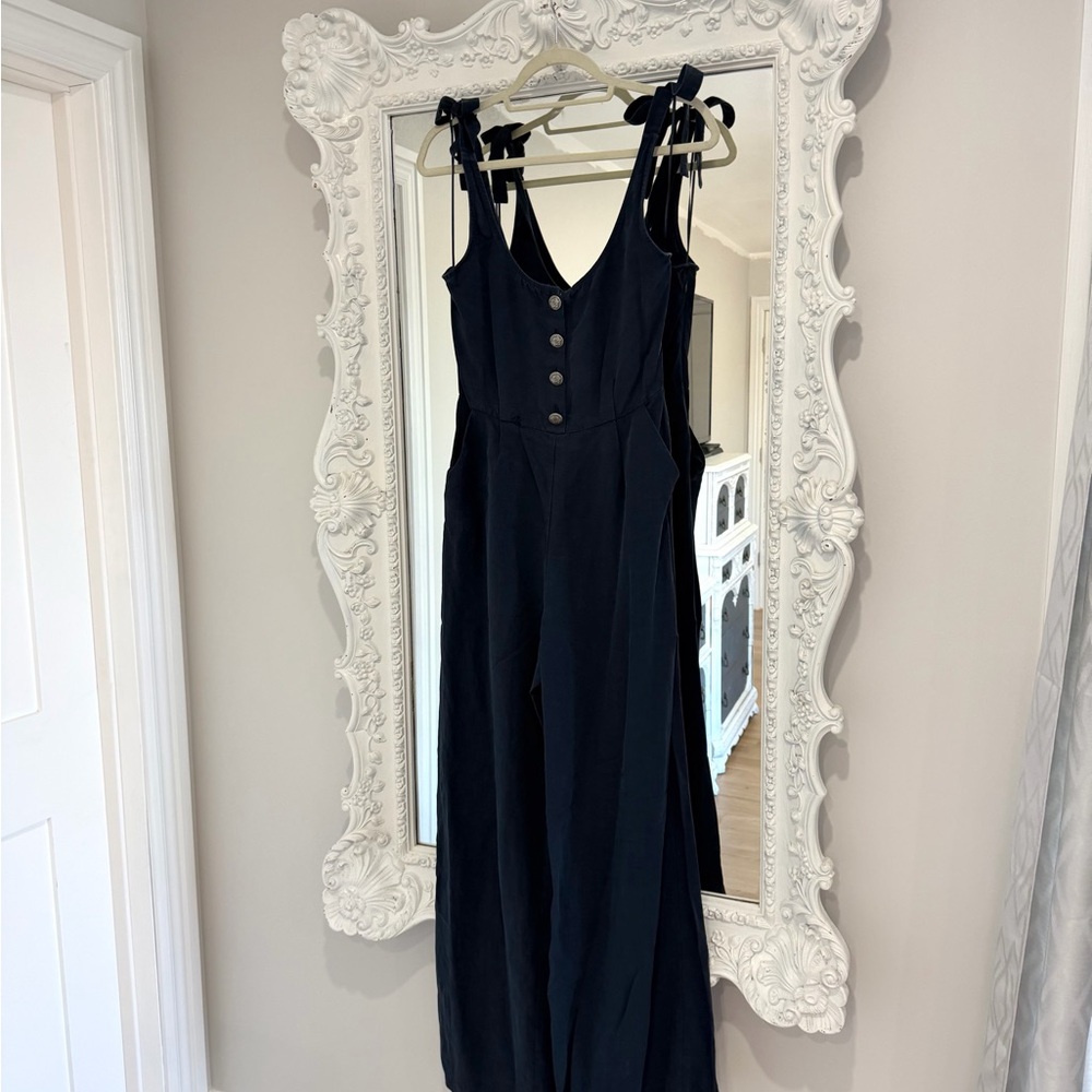 Zara trf Collection Wide-Leg Jumpsuit with Tie Straps